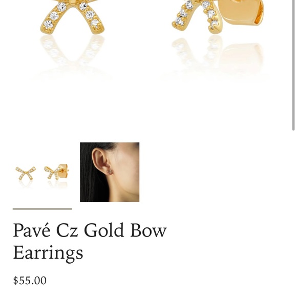 NWT Tai earrings, gold plated brass bow earring - Picture 6 of 6